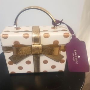 Kate Spade polka-dot white and gold box bag (limited edition)
